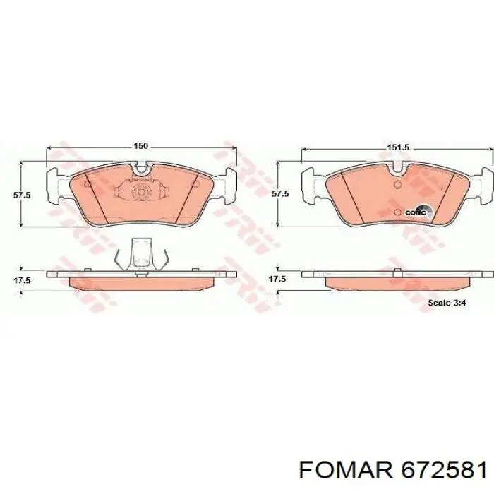 Гальмівні колодки Fomar Roulunds 672581 ціна, від 25.34 USD