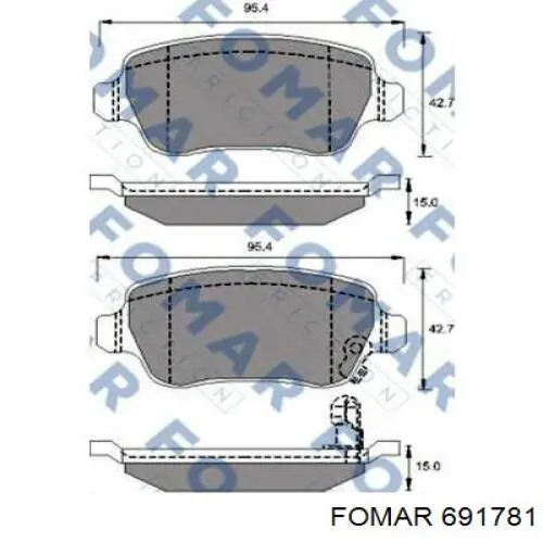 Задні гальмівні колодки Fomar Roulunds 691781 ціна, від 16.87 USD