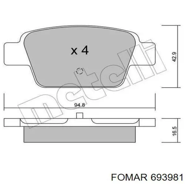 Задні гальмівні колодки Fomar Roulunds 693981 ціна, від 22.92 USD