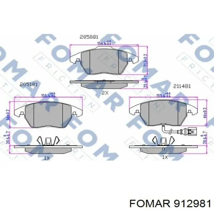 912981 Fomar Roulunds Передні гальмівні колодки
