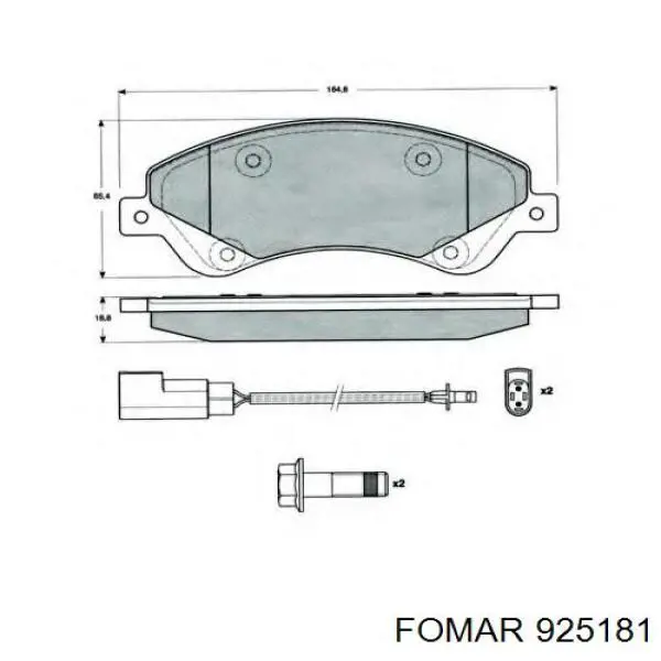 925181 Fomar Roulunds Передні гальмівні колодки