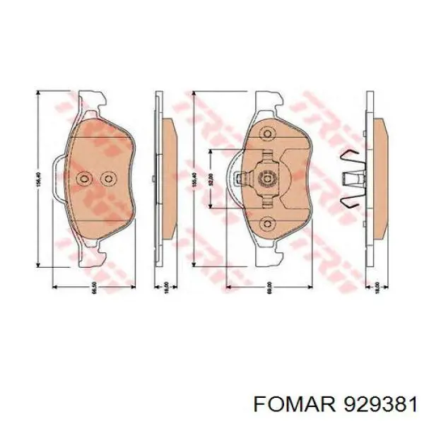 Гальмівні колодки Fomar Roulunds 929381 ціна, від 28.48 USD