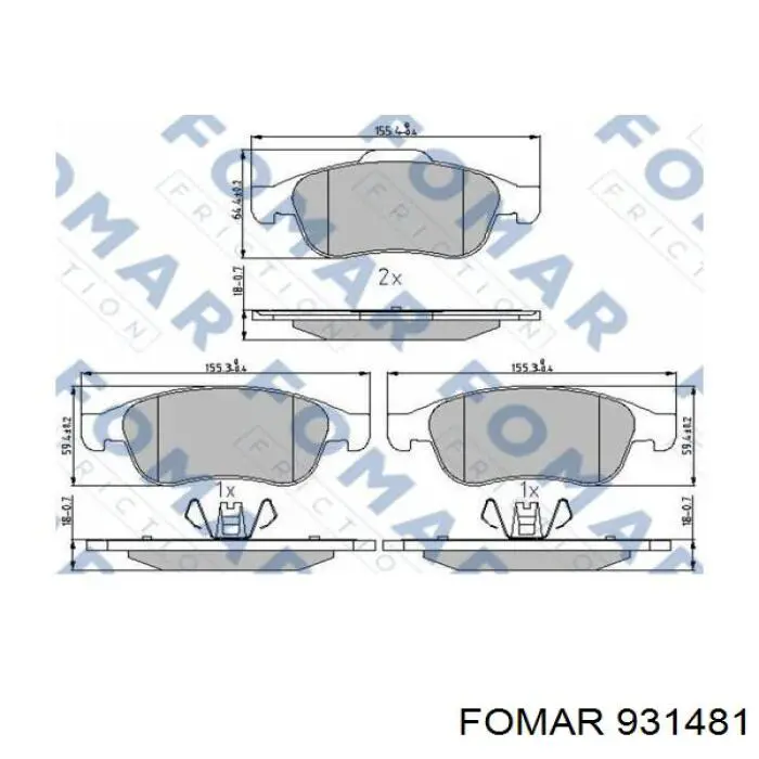 Купити 931481 Fomar Roulunds Колодки гальмівні передні, дискові
