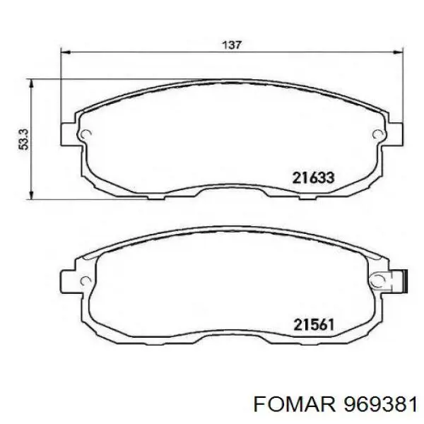 Колодки гальмівні передні, дискові 969381 Fomar Roulunds