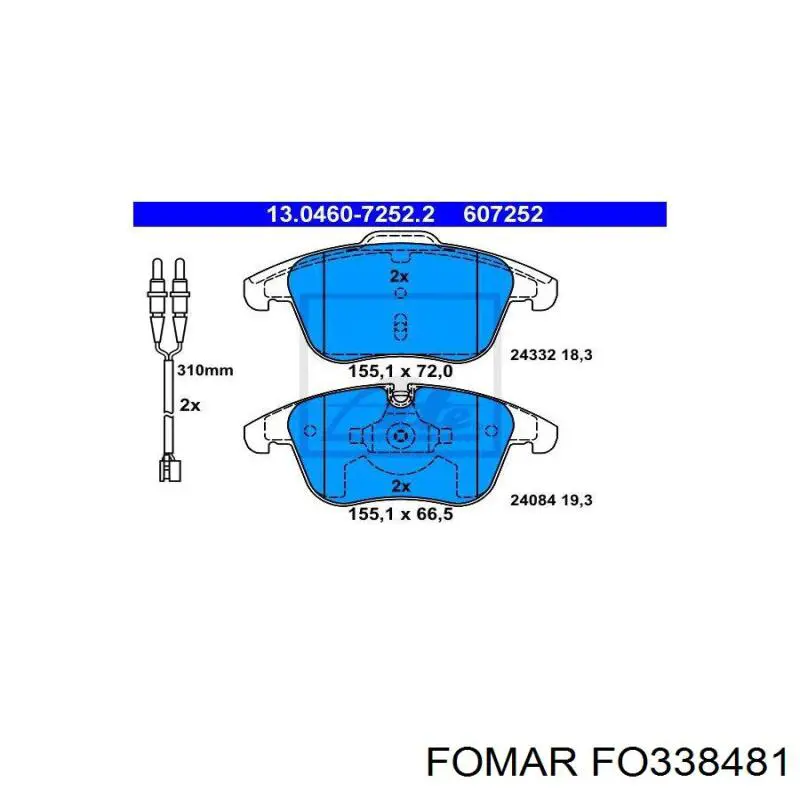 FO338481 Fomar Roulunds Передні гальмівні колодки