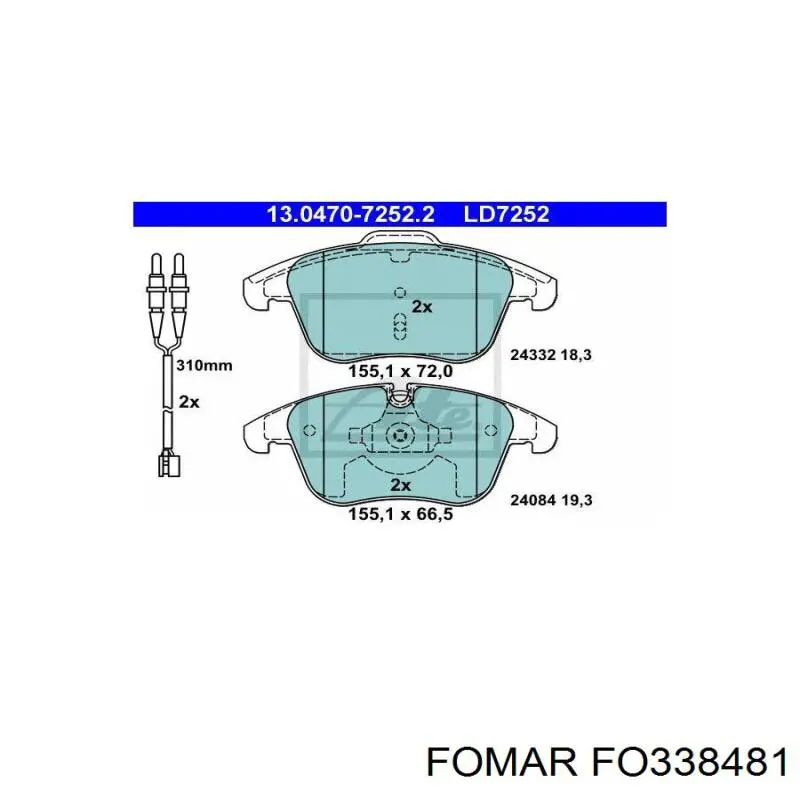 Купити FO338481 Fomar Roulunds Колодки гальмівні передні, дискові