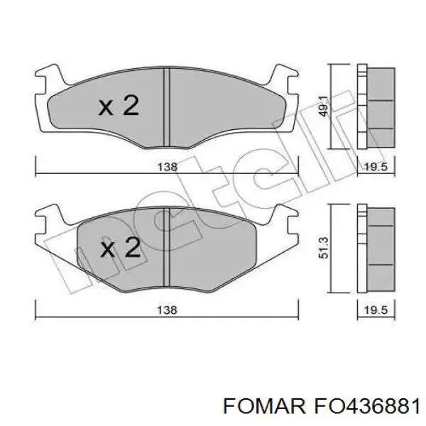 Передні тормозні колодки FO436881 Fomar Roulunds