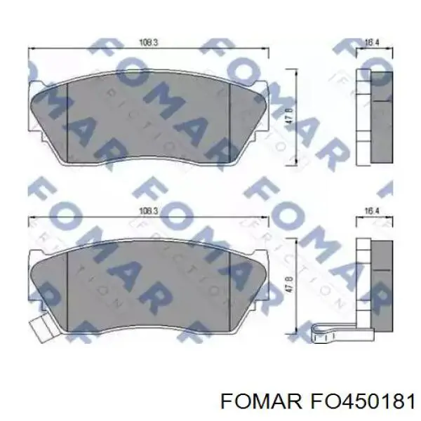 FO450181 Fomar Roulunds колодки гальмівні передні, дискові