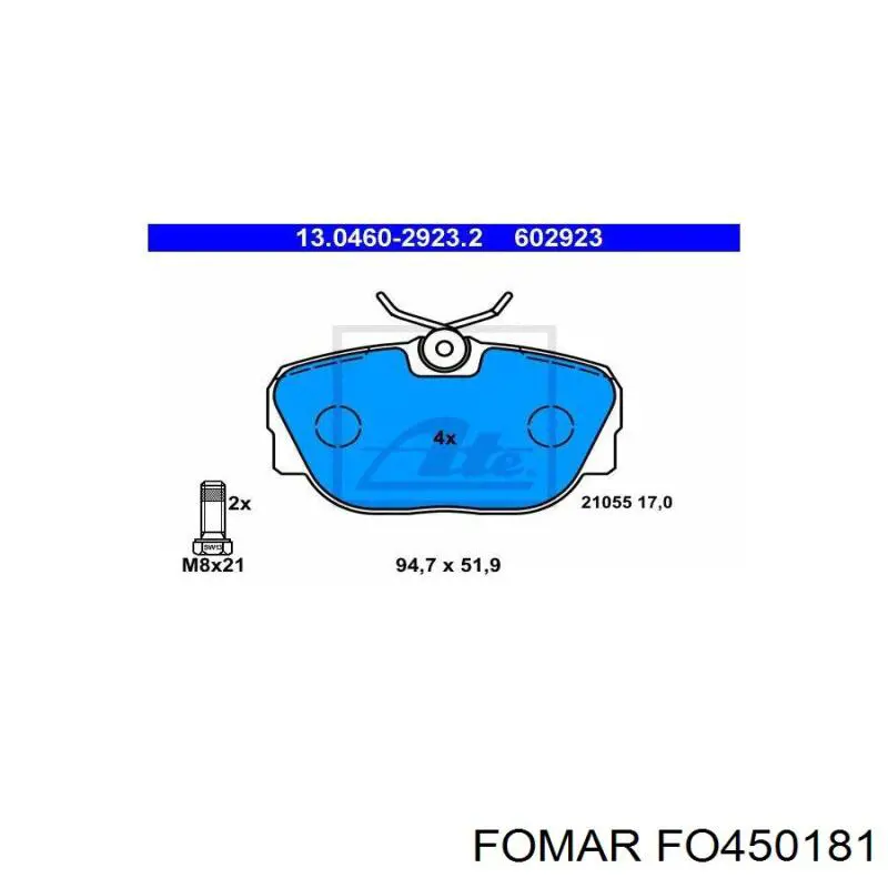 FO450181 Fomar Roulunds Передні гальмівні колодки