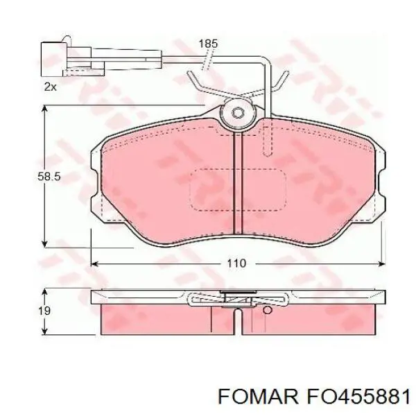 FO455881 Fomar Roulunds колодки гальмівні передні, дискові
