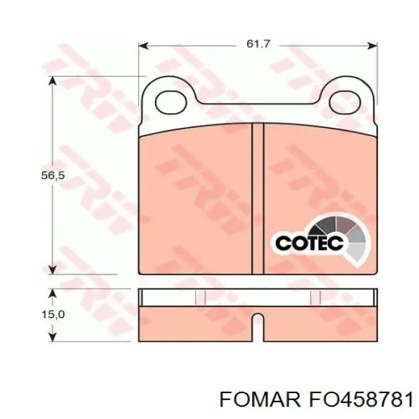 FO458781 Fomar Roulunds Колодки гальмівні задні, дискові