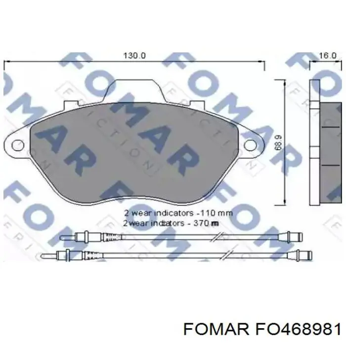 FO468981 Fomar Roulunds колодки гальмові задні, дискові
