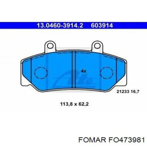 FO473981 Fomar Roulunds колодки гальмівні передні, дискові