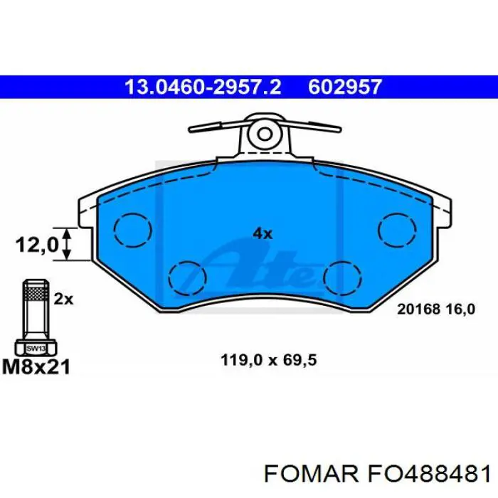 Купити FO488481 Fomar Roulunds Колодки гальмівні передні, дискові