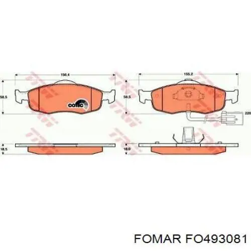 FO493081 Fomar Roulunds Передні гальмівні колодки
