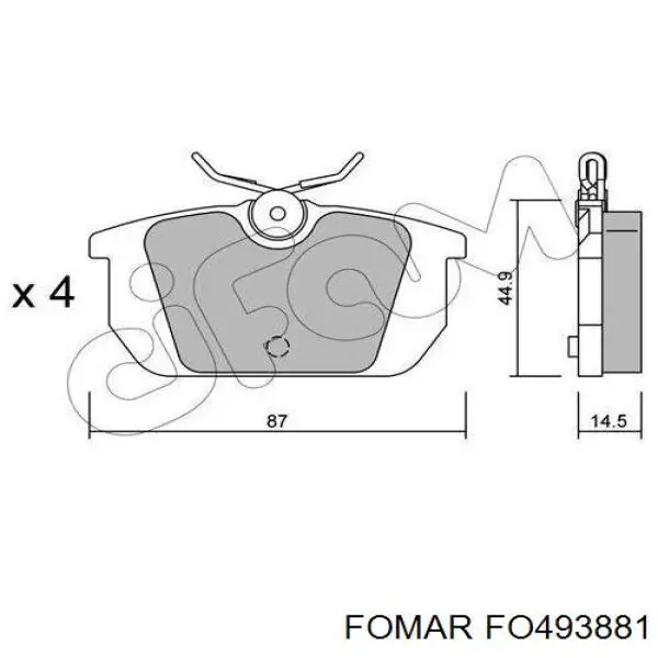 Задні гальмівні колодки Fomar Roulunds FO493881 ціна, від 15.47 USD