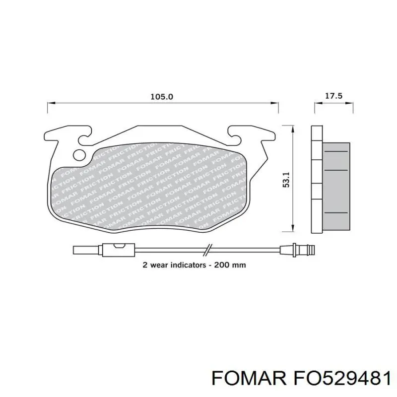 FO529481 Fomar Roulunds колодки гальмівні передні, дискові