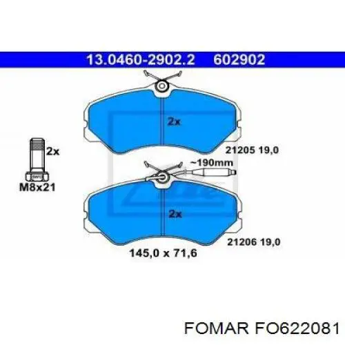 Передні тормозні колодки FO622081 Fomar Roulunds