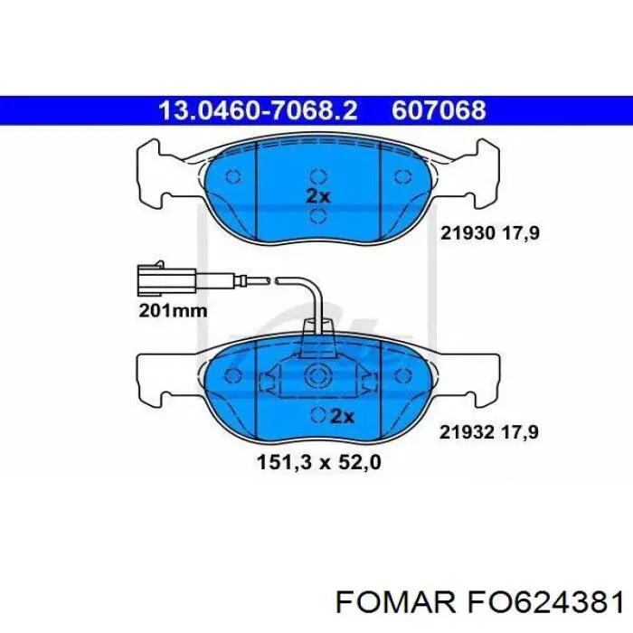 Передні тормозні колодки FO624381 Fomar Roulunds