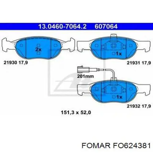FO624381 Fomar Roulunds Передні гальмівні колодки