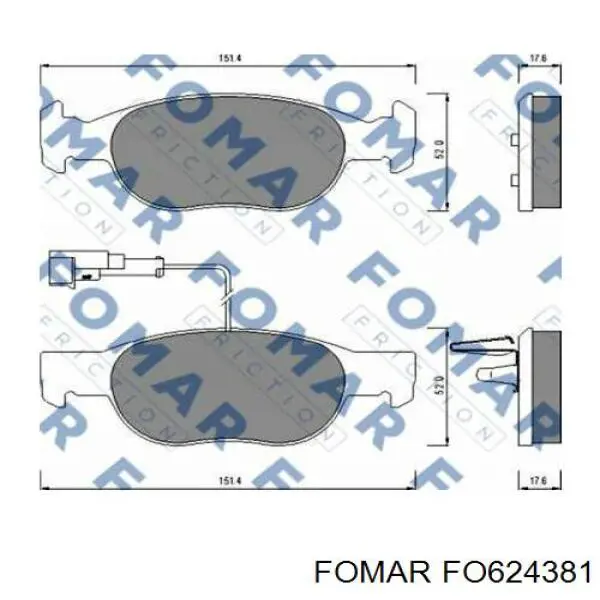 FO624381 Fomar Roulunds колодки гальмівні передні, дискові
