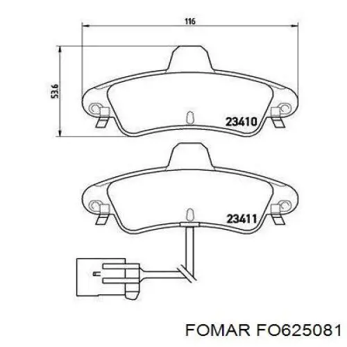 Задні гальмівні колодки 625081 Fomar Roulunds