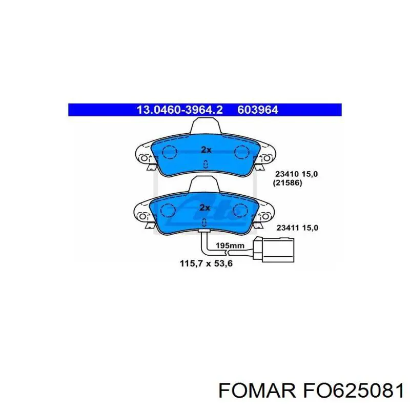 Задні гальмівні колодки Fomar Roulunds 625081 ціна, від 11.86 USD