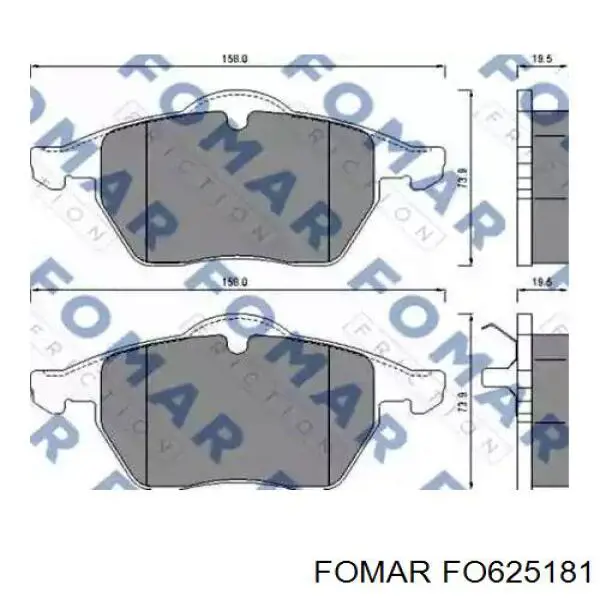 Купити FO625181 Fomar Roulunds Колодки гальмівні передні, дискові