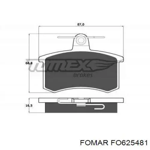 Задні гальмівні колодки FO625481 Fomar Roulunds