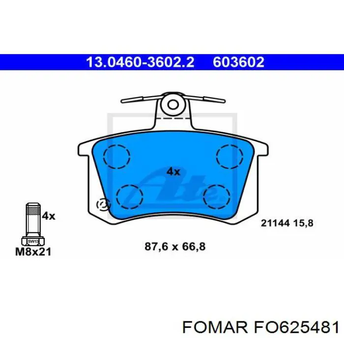 Задні гальмівні колодки Fomar Roulunds FO625481 ціна, від 12.29 USD