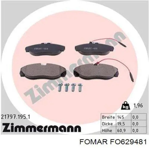 Купити FO629481 Fomar Roulunds Колодки гальмівні передні, дискові