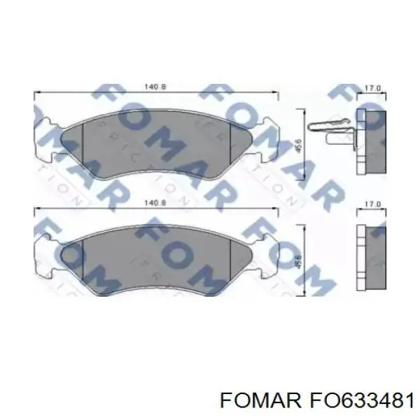 Колодки гальмівні передні, дискові FO633481 Fomar Roulunds