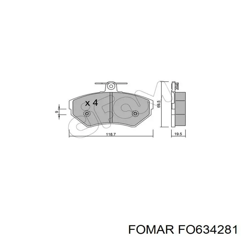 Передні тормозні колодки 634281 Fomar Roulunds