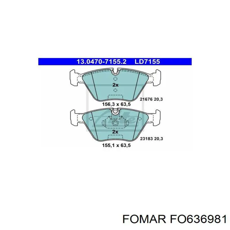 Гальмівні колодки Fomar Roulunds FO636981 ціна, від 22.57 USD