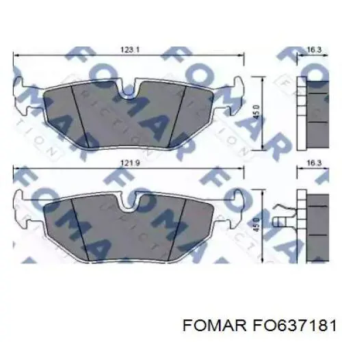 Колодки гальмові задні, дискові FO637181 Fomar Roulunds