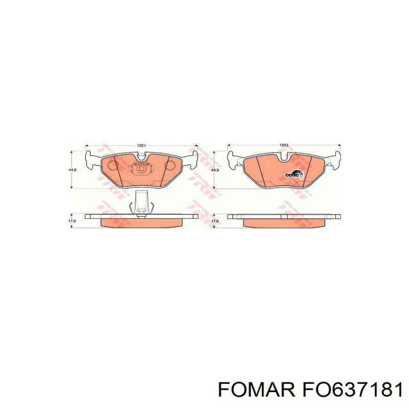 Задні гальмівні колодки FO637181 Fomar Roulunds