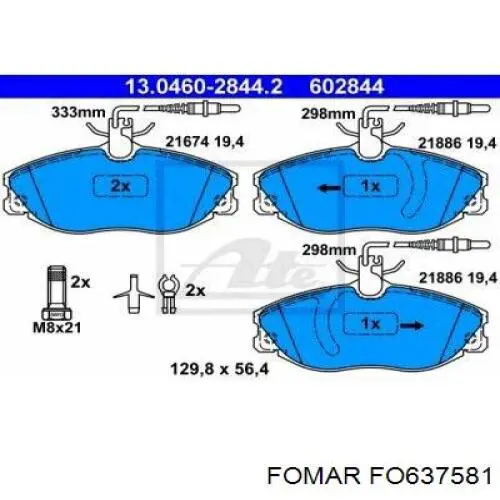 Передні тормозні колодки FO637581 Fomar Roulunds