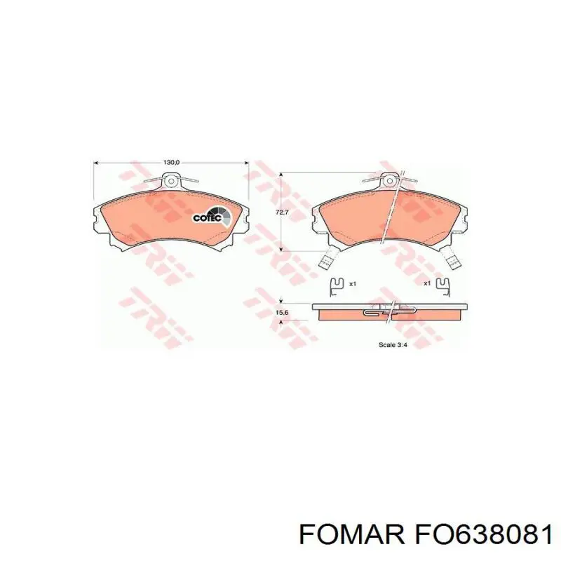 Передні тормозні колодки FO638081 Fomar Roulunds