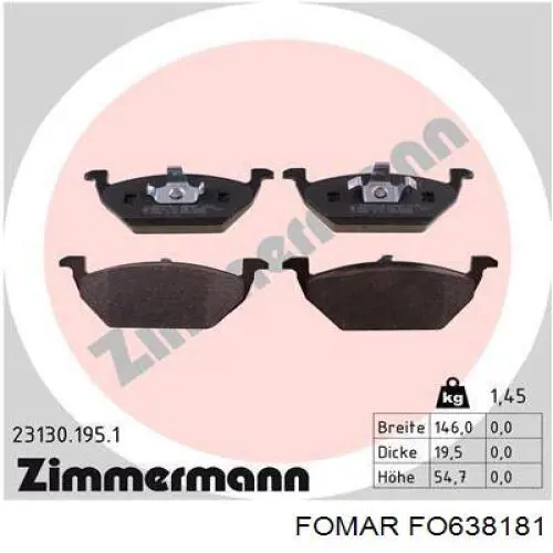 FO638181 Fomar Roulunds Передні гальмівні колодки