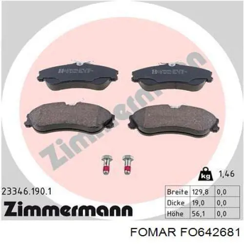 Купити FO642681 Fomar Roulunds Колодки гальмівні передні, дискові