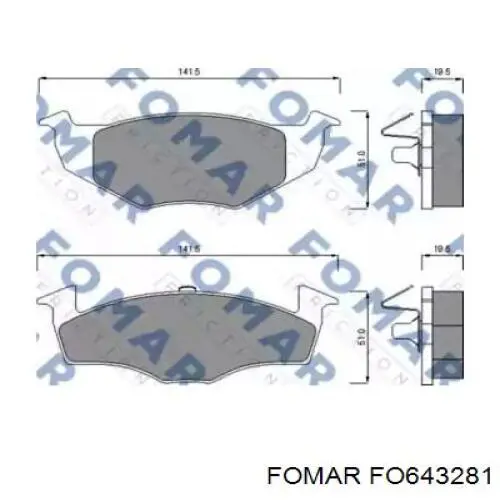 FO643281 Fomar Roulunds колодки гальмівні передні, дискові