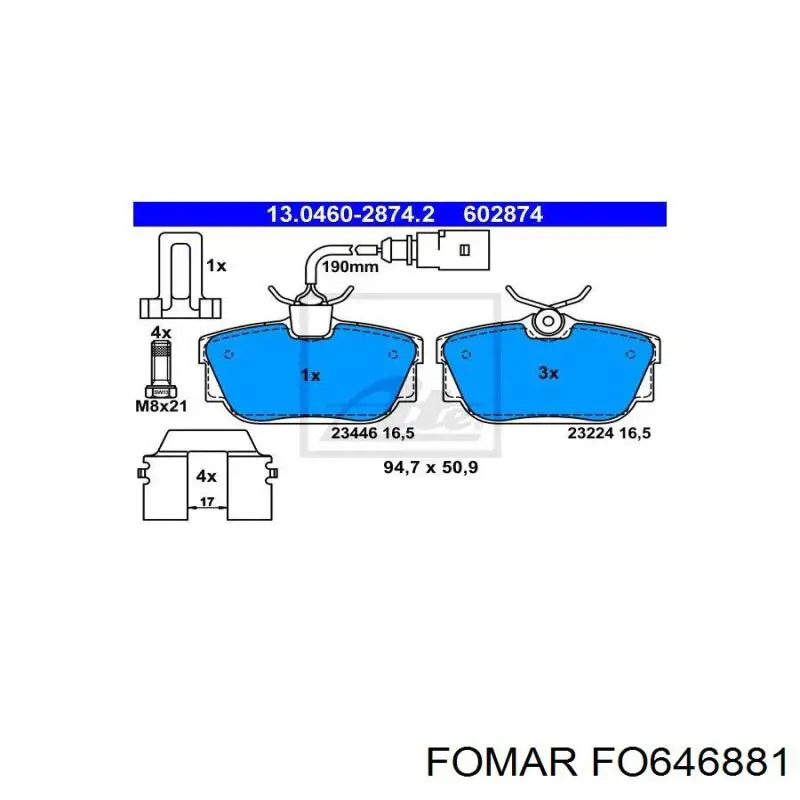 Задні дискові колодки Fomar Roulunds FO646881