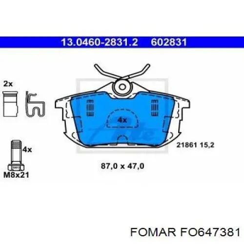 Купити FO647381 Fomar Roulunds Задні колодки