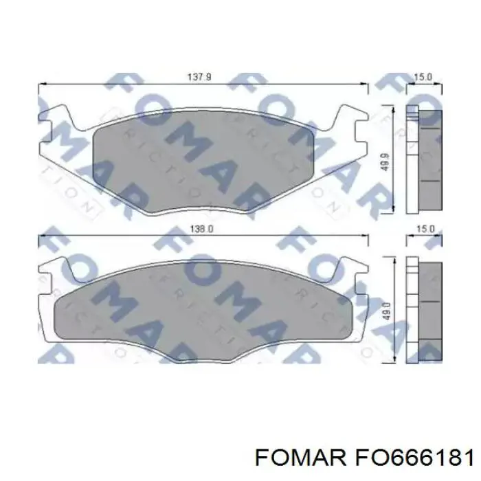 FO666181 Fomar Roulunds колодки гальмові задні, дискові