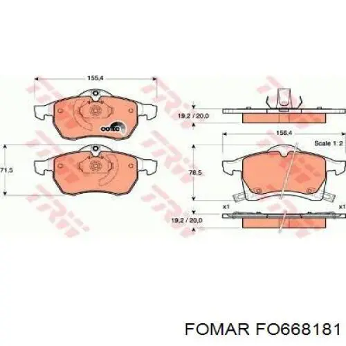 FO668181 Fomar Roulunds Колодки гальмівні задні, дискові