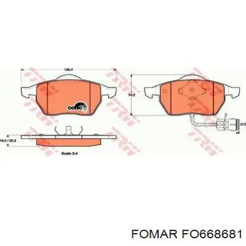 Тормозні колодки Fomar Roulunds FO668681