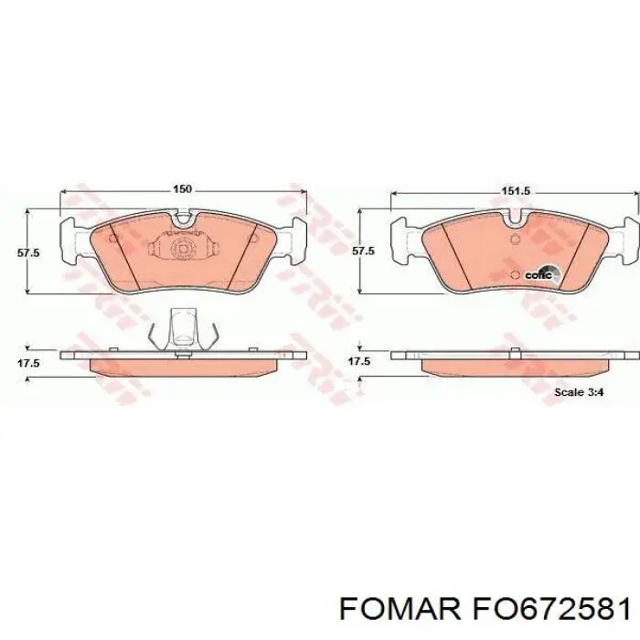 Передні тормозні колодки FO672581 Fomar Roulunds
