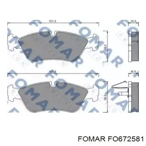 Колодки гальмівні передні, дискові FO672581 Fomar Roulunds