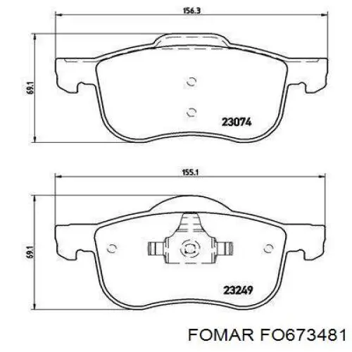 Передні тормозні колодки FO673481 Fomar Roulunds