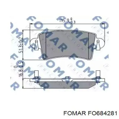 FO684281 Fomar Roulunds Колодки гальмівні задні, дискові
